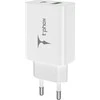 Tinklo įkroviklis T-PHOX SPEEDY USB-C 20W + USB 18W QC 3.0 baltos spalvos
