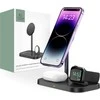 Belaidis magnetinis įkroviklis 3in1 15W telefonams su MagSafe, AirPods, Apple Watch Watch Tech-Protect QI15W A22 juodos spalvos
