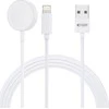 Magnetinis įkroviklis 2in1 Apple Watch 1.5m USB + Lightning Tech-Protect Ultraboost baltos spalvos