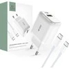 Laidinis įkroviklis 20W USB QC3.0 + USB-C PD + Kabelis USB-C – USB-C Tech-Protect C20W baltos spalvos