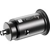 TECHLY mini automobilinis įkroviklis USB-A ir USB-C greitas įkrovimas 3.0 38W Juodas metalas