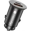 TECHLY mini automobilinis įkroviklis USB-A ir USB-C greitas įkrovimas 3.0 38W Juodas metalas