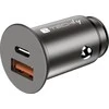 TECHLY mini automobilinis įkroviklis USB-A ir USB-C greitas įkrovimas 3.0 38W Juodas metalas