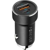 Forever CC-06 PD QC automobilinis įkroviklis 1x USB-C 1x USB 20W juodos spalvos