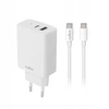 Telforceone Maxlife MXTC-10-30AC PD QC įkroviklis 1x USB-C 1x USB 30W baltas + USB-C - USB-C laidas 60W