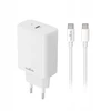 Telforceone Maxlife MXTC-10-20C PD QC įkroviklis 1x USB-C 20W baltas + USB-C - USB-C laidas 20W