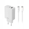 Telforceone Maxlife MXTC-10-20AC PD QC įkroviklis 1x USB-C 1x USB 20W baltas + USB-C - USB-C laidas 20W