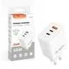 Įkroviklis Teltech kroviklis jungiama į tinklą GaN USB / 2x USB-C 65W QC PD balta TCH-07 (36567)