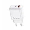 Teltech kroviklis jungiama į tinklą GaN USB+TYP-C 45W PD PPS balta TCH-03