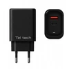 Įkroviklis Teltech Teltech kroviklis jungiama į tinklą GaN USB / Typ-C 65W QC PD juoda TCH-05