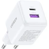 Sieninis įkroviklis UGREEN X516, 30W, 3A, 1 x USB-A - 1 x USB-C, baltas