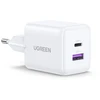 Sieninis įkroviklis UGREEN X516, 30W, 3A, 1 x USB-A - 1 x USB-C, baltas