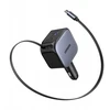 UGREEN greitas automobilinis įkroviklis su ištraukiamu laidu, 145 W, 3 prievadų, 2 x USB-C, 1 x USB-A, GaN, sidabrinis