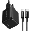 Ugreen X513 30W GaN Laidinis įkroviklis 1x USB-C + 1m USB-C Kabelis - juodos spalvos