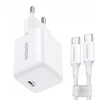 Ugreen X513 30W GaN Laidinis įkroviklis 1x USB-C + 1m USB-C Kabelis - baltos spalvos