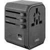 UNIQ laidinis įkroviklis Voyage World Adapteris 33W+ 2xUSB + PD 18W + QC 3.0 pilkos spalvos (LITHOS Collective)