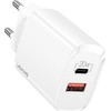 USAMS Tinklo įkroviklis 1xUSB-C+1xUSB T35 20W (only head) PD3.0 +QC3.0 Fast Charging baltos spalvos CC121TC01 (US-CC121)