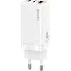 USAMS laidinis įkroviklis MT 2xUSB-C + USB GaN 65W T33 PD (tik antgalis) greito įkrovimo baltas CC110TC02 (US-CC)