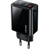USAMS Tinklo įkroviklis 1xUSB-C+1xUSB T40 20W LED (only head) PD3.0 +QC3.0 Fast Charging juodos spalvos CC133TC01 (US-CC133)