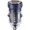 USAMS automobilinis įkroviklis C35 USB+USB-C 45W FAST CHARGE violetinės spalvos CC175CC02 (US-CC175)
