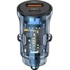 Automobilinis įkroviklis 30W USB + USB-C Fast Charge Usams C32 CC164CC02 (US-CC164) mėlynos spalvos