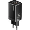 USAMS Tinklo įkroviklis T41 USB-C+USB GaN 47W PD+QC (only head) Fast Charging juodos spalvos CC137TC01 (US-CC137)