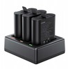 Baterijų Įkroviklis - Telesin S0-ECB-07-TGP 3-Kanalo USB-C įkroviklis su 2x 1900mAh baterijomis