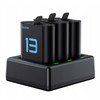 Baterijų Įkroviklis - Telesin S0-ECB-07-TGP 3-Kanalo USB-C įkroviklis su 2x 1900mAh baterijomis