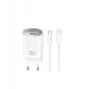 XO laidinis įkroviklis CE21 PD 30W 1x USB-C 1x USB baltos spalvos + kabelis USB-C - USB-C