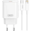XO laidinis įkroviklis CE25 PD 25W 1x USB-C baltos spalvos + kabelis USB-C - Lightning