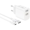 Įkroviklis XO Sieciowa 2x USB 2,4A balta + kabelis USB-C (CE55)