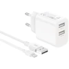 Įkroviklis XO Sieciowa 2x USB 2,4A balta + kabelis Lightning (CE55)