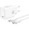 Įkroviklis XO Sieciowa PD 30W 1x USB-C balta + kabelis USB-C - USB-C (CE53)