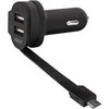 Xqisit automobilinis įkroviklis 6A Dual USB+microUSB car charger juodos spalvos 20425