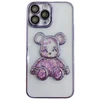 iLike Tylny pokrowiec Apple iPhone 15 Pro Max Silikoninis dėklas Print Desire Bear Violetinė ILIAPP15PMPDBPR
