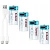 Iluv 4x įkraunamos baterijos Cr123a Cr123 500mAh USB-C įkrovimo prievadas USB Type-C / USB-C Cr123a
