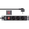 InLine® 10'' PDU, 3 lizdų apsauginis kištukinis blokas, su jungikliu, 2 m, juodas