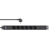 InLine® 19'' lizdų blokas, 6 vietų apsauginis kontaktas, be jungiklio, 2 m, juodas