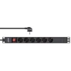 InLine® 19'' lizdų blokas, 6 vietų apsauginis kontaktas, su jungikliu, 2 m, juodas