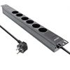InLine® 19'' lizdų blokas, 6 vietų apsauginis kontaktas, be jungiklio, 2 m, juodas