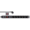 InLine® 19'' lizdų blokas, 6 vietų, apsauga nuo viršįtampio ir perkrovos, jungiklis