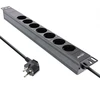 InLine® 19'' lizdų juosta, 7 vietų apsauginis kontaktas, be jungiklio, 2 m, juoda