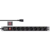 InLine® 19'' lizdų blokas, 8 vietų CEE7/7, C14 kištukas, apsauga nuo perkrovos