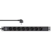 InLine® 19'' lizdų blokas, 8 vietų apsauginis kontaktas, be jungiklio, 2 m, juodas