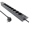 InLine® 19'' lizdų blokas, 8 vietų apsauginis kontaktas, be jungiklio, 2 m, juodas