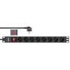InLine® 19'' lizdų juosta, 9 vietų apsauginis kontaktas, su jungikliu, 2 m, juoda