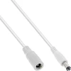 InLine® DC extension cable, DC plug male/female 5.5x2.5mm, AWG 18, baltas, 3m