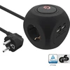 „InLine®“ įkrovimo kubas, 3 įžeminimo kontaktai, 2 USB-C, 2 USB-A, juodas, 2 m