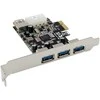 InLine® PCIe plokštė, 3x+1x USB 3.2 Gen.1, suderinama su Molex 4 kontaktų maitinimo jungtimi