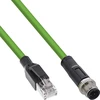 InLine Tinklo kabelis pramoninis M12 4-pin D-coded kištukas vyriškas į RJ45 PUR 20 m (40420)